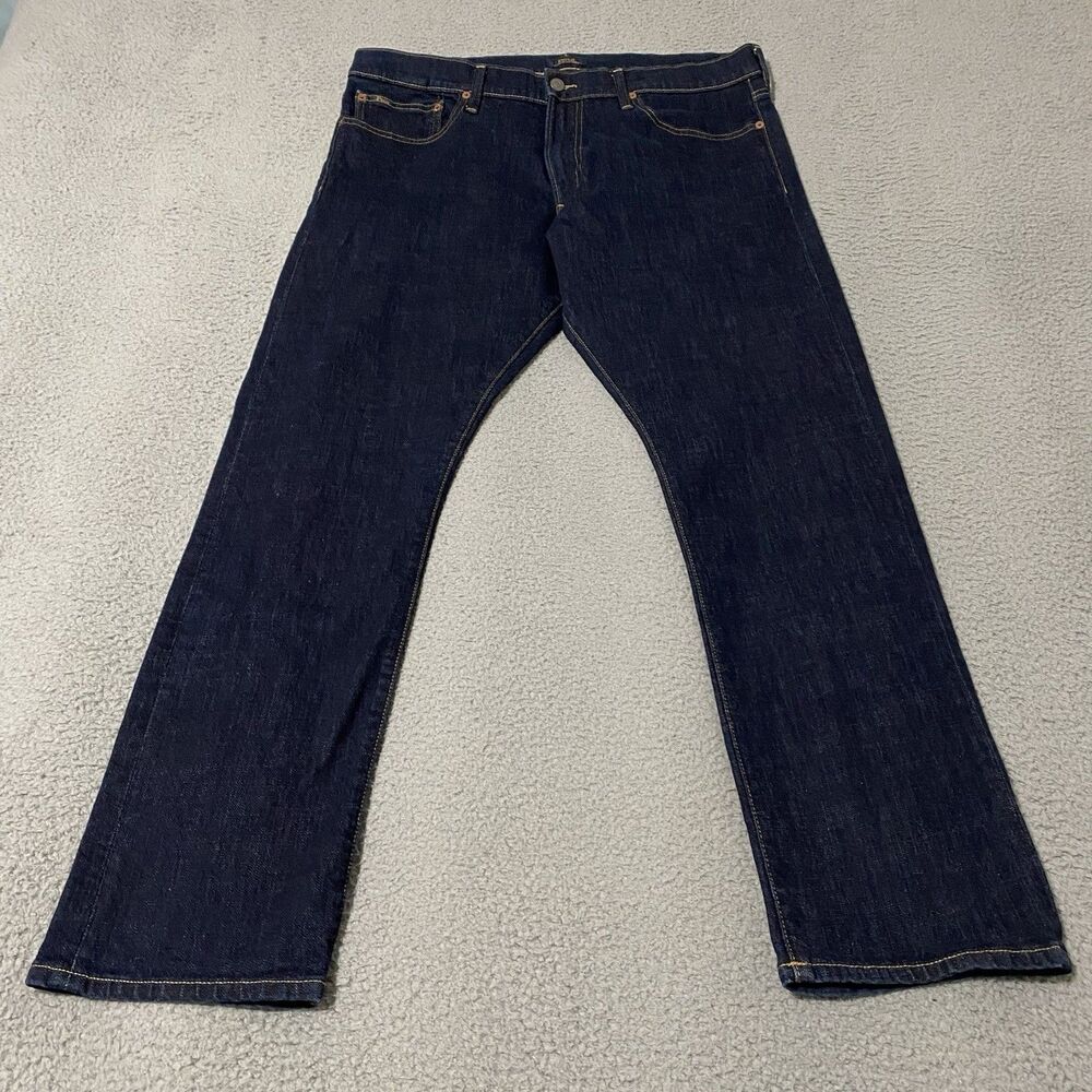Polo Ralph Lauren Varick Slim Straight Jeans Mens 36x32 Blue Dark Wash Preppy